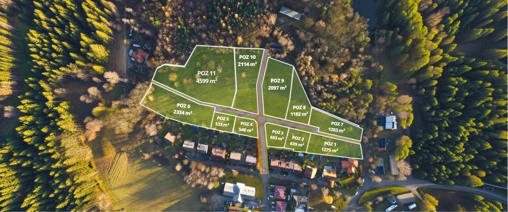 Nákres parcel - Pozemky Štěnovice projekt Višňovka